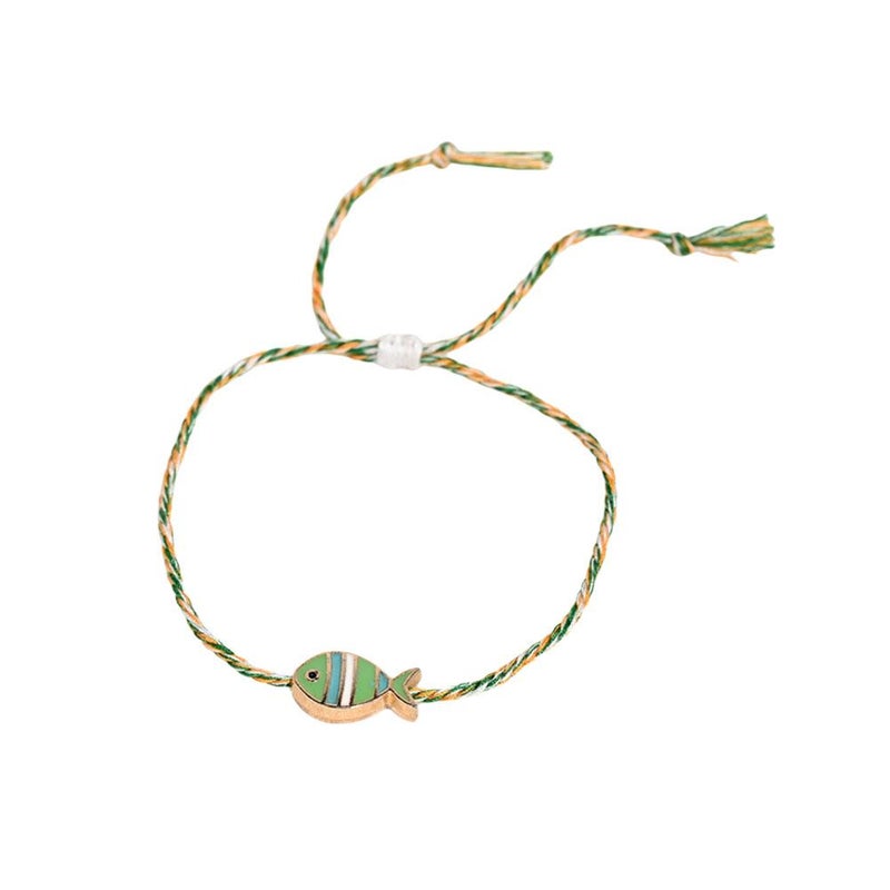 Alloy oil-drop fish pendant bracelet, adjustable braided, fresh and trendy European and American style.
